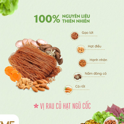 Thùng 12 bún tảo xoắn + 12 bún rau củ gạo lứt ăn liền NGON & THON eatclean giảm cân TÂM MINH FOODS