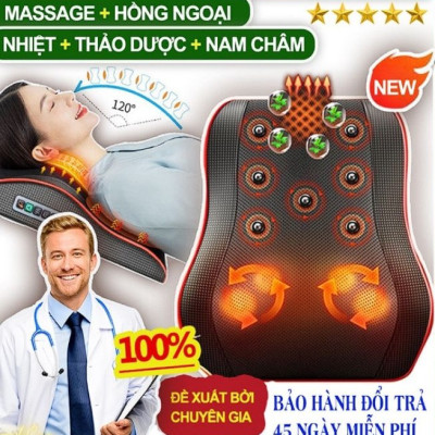 Gối massage vai gáy toàn thân đa năng cao cấp, Máy massage vai gáy
