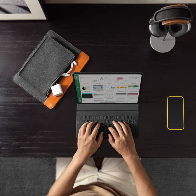 Túi chống sốc chính hãng TOMTOC (USA) Felt & PU Leather - H16-E01 cho Macbook 15-16 inch/Dell XPS 15