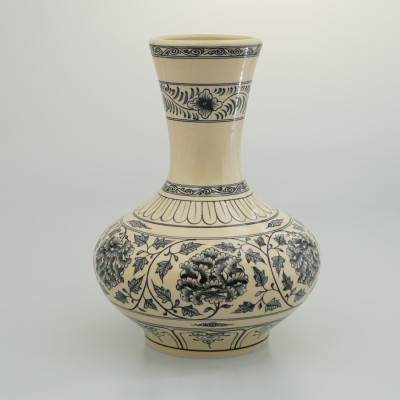 Bình hoa cúc quân tử gốm Chu Đậu (S3)