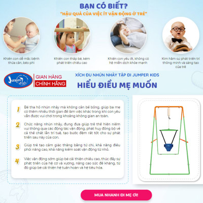 Xích Đu Nhún Nhảy Tập Đi Cho Bé JUMPER KIDS JPK102 Bộ Cao Cấp Có Thêm Chân Ngang Đồ Chơi Vận Động Cho Trẻ Em