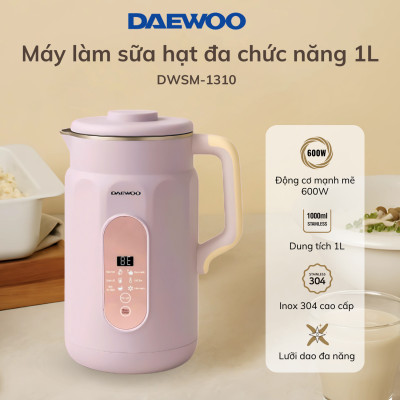 Máy Làm Sữa Hạt Daewoo DWSM-1310 1L, tặng Cẩm Nang 50 Công Thức - Máy Xay Nấu Đa Năng BH 2 năm, Hàng Chính Hãng