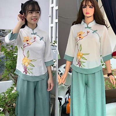 Đồ Lam Đi Chùa # Tàu Lụa Quần Váy # Hoa Sen iN # Quần Áo Nữ # Đồ Bộ Nữ