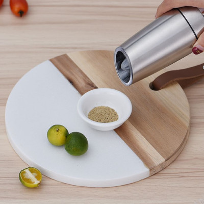 Máy xay tiêu cầm tay tự động thông minh, dùng pin, dung tích 200ml, lõi mài gốm, vỏ bằng thép không rỉ