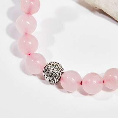 Vòng tay phong thủy nữ đá thạch anh hồng charm cát tường 8mm mệnh hỏa , thổ - Ngọc Quý Gemstones