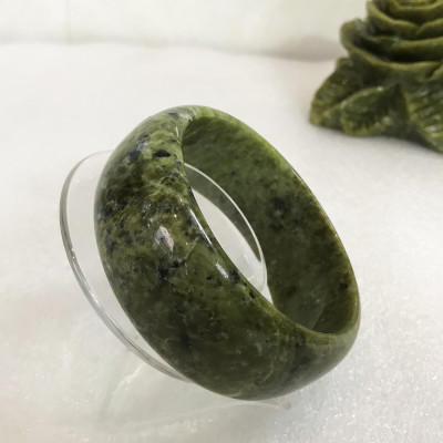 Vòng tay cẩm thạch bản 3cm màu xanh đen size 6.7cm cho người mệnh Hỏa và Mộc.VONGCAO6.7cm