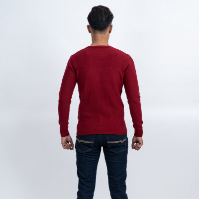 Áo len nam dài tay cổ tròn màu đổ đô NOVELTY 180584T