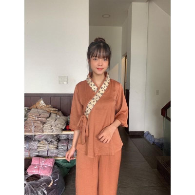 Đồ Lam Đi Chùa Mẫu Lụa Pháp