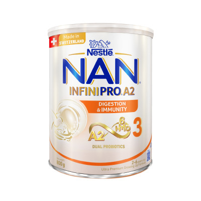 Sữa bột NAN INFINIPRO A2 800g Thụy Sĩ 3 với đạm quý A2 tiêu hóa tốt sau 7 ngày và 6HMO tăng cường đề kháng (2 - 6 tuổi) - Tặng Đồ chơi bắt banh