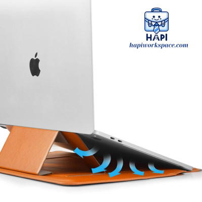 Túi da PU chống sốc hàng chính hãng WiWU Skin Pro Slim 13.3-16 inch, tích hợp giá đỡ tản nhiệt