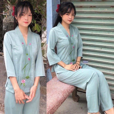 ĐỒ LAM ĐI CHÙA Bà Lai Lụa Pháp Cao Cấp