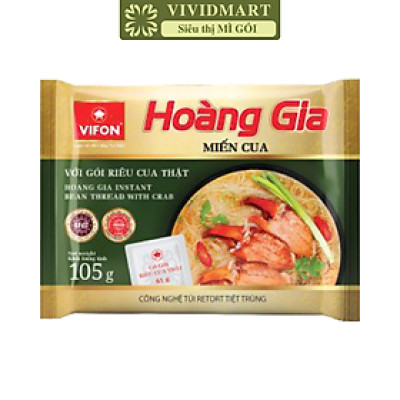 VIFON - Miến Hoàng Gia hương vị Cua (có gói riêu cua thật), Miến cua Hoàng Gia, Miến cua Vifon (105g/gói)