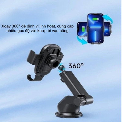 Giá đỡ điện thoại sạc không dây trên ô tô 15W Choetech T203-F (Hàng chính hãng)