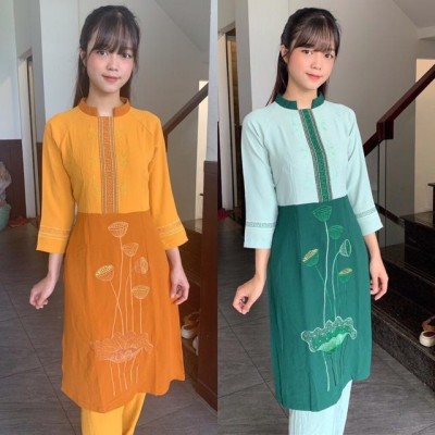 Đồ Lam Đi Chùa # Cách Tân Thêu Hạt Vải Đũi # Quần Áo Nữ # Đồ Bộ Nữ