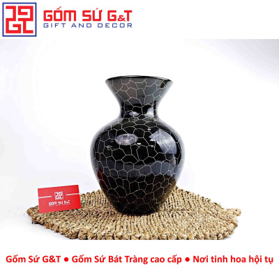 Lọ hoa Mosaic miệng loe khắc hoa loa kèn