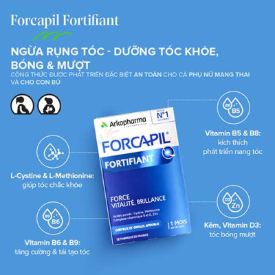 Viên uống Arkopharma Forcapil Fortifiant hỗ trợ tóc, móng chắc khỏe (60 viên) - Hàng chính hãng
