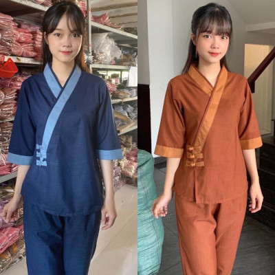 Đồ Lam Đi Chùa # Bà Lai 3Nút # Quần Áo Nữ # Đồ Bộ Nữ