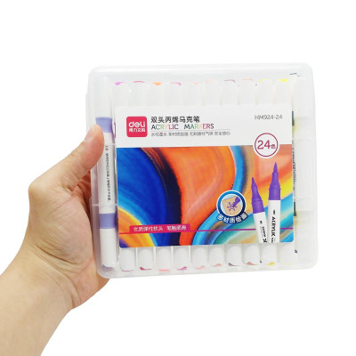 Hộp 24 Bút Màu Acrylic 2 Đầu - Deli HM924-24