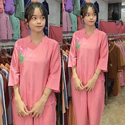 Đồ Lam Đi Chùa# Lục Giác Nơ Phối Vải Cao Cấp# Quần Áo Nữ # Đồ Bộ