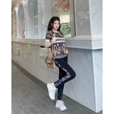 Sét đồ bộ nữ quần dài áo thun lạnh form rộng in 3D họa tiết sang trọng thanh lịch mẫu mới đẹp có bigsize