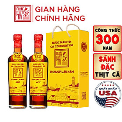 Đặc Sản Phan Thiết - [Cặp 2 Chai - 60N - 500Ml] Nước Mắm Tĩn Cá Cơm Ruột Đỏ Độ Đạm 60N Chai Thuỷ Tinh 500Ml Nước Mắm Truyền Thống