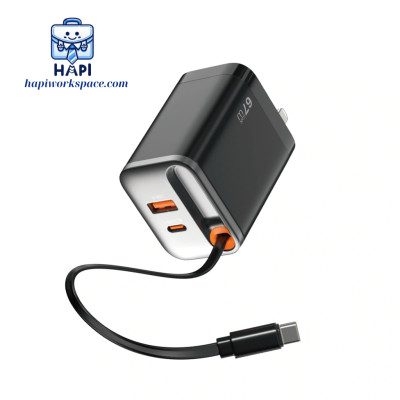 Bộ sạc nhanh GaN WiWU Helix 67W Wi-G020, sạc laptop, dây 70cm, chân gập