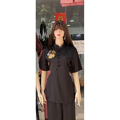 Đồ Đi Chùa PR028 Vải Lụa Cao Cấp Thêu Hoa Thắt Dây Cực Đẹp