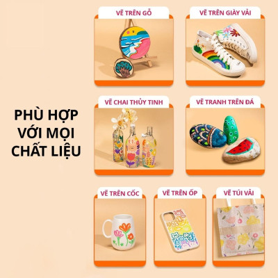 Hộp 24 Bút Màu Acrylic 2 Đầu - Deli HM924-24
