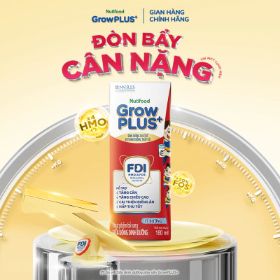 Thùng SBPS Nutifood GrowPLUS+ Suy Dinh Dưỡng Ít đường - Tăng Cân, Tăng Chiều Cao (48 Hộp x 180ml)