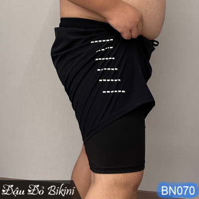 Bộ bơi nam BIG SIZE siêu rộng - Tự tin, thoải mái cho người béo đến 175kg, set áo bơi cỡ lớn & quần bơi 2 lớp giấu bụng đùi | BN070