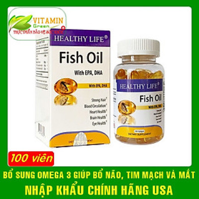 Healthy Life Fish Oil Viên Uống Dầu Cá Bổ Sung Omega 3 DHA EPA tốt cho tim mạch não bộ và mắt | Nhập khẩu Mỹ