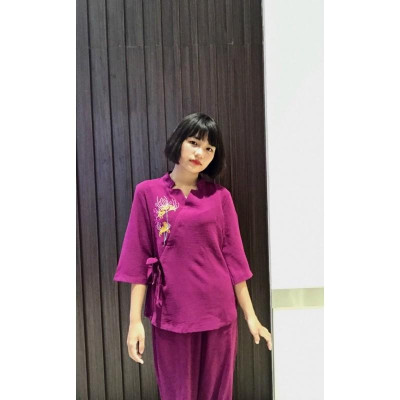 Đồ Lam Đi Chùa Hoa Mẫu Đơn nơ