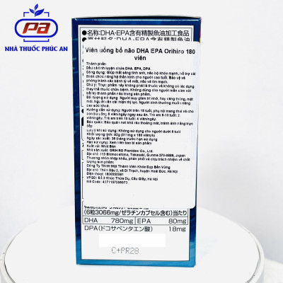 Viên uống bổ não, mắt, tim mạch Orihiro DHA EPA Nhật Bản 180 viên