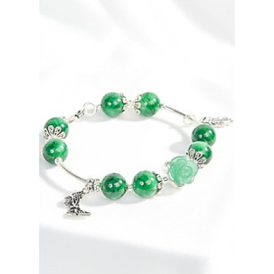 Vòng tay đá thiên nhiên phối hoa mẫu đơn Ngọc Quý Gemstone