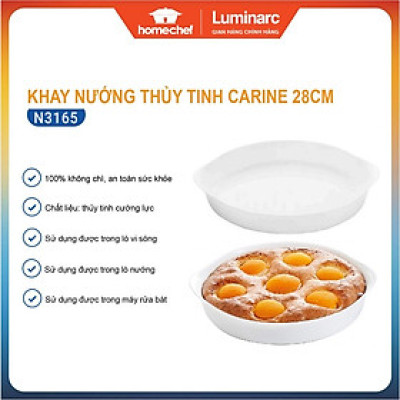 Khay nướng thủy tinh chịu nhiệt Luminarc Cuisine Carine 28cm - N3165, dùng lò nướng, lò vi sóng | Hàng chính hãng