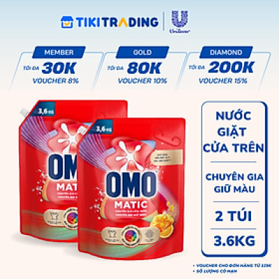 Combo 2 Túi Nước Giặt Omo Matic Comfort Cho Máy Giặt Cửa Trên - Chuyên Gia Giữ Màu  3.6kg