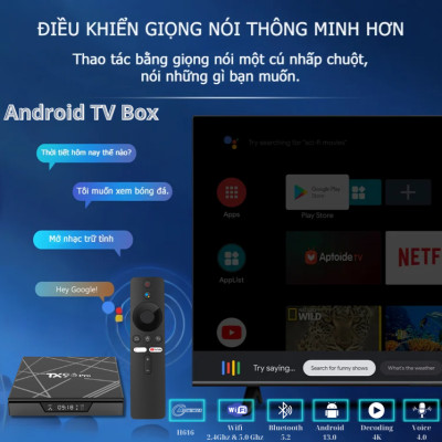 Android Tivi Box Q Pro (TX9)- Ram 8G/128G - Bluetooth - Netflix - Remote Tìm Kiếm Giọng Nói - Hỗ trợ tivi,màn hình máy tính, máy chiếu - Hàng Nhập Khẩu