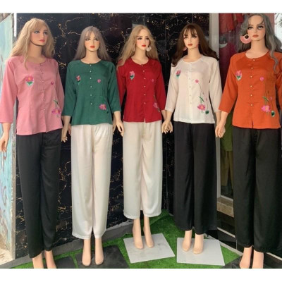 Đồ Lam Đi Chùa #Thêu Hoa Lụa Pháp Cao Cấp # Quần Áo Nữ # Đồ Bộ Nữ