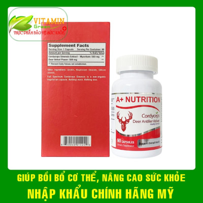  Viên uống đông trùng hạ thảo Nhung hươu A+ Nutrition Codysceps Deer | Nhập Khẩu chính hãng Mỹ
