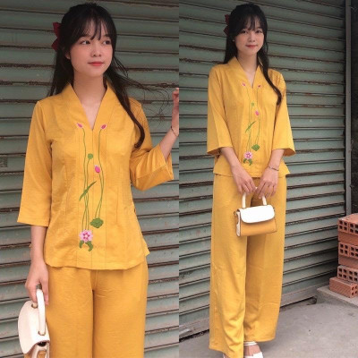 ĐỒ LAM ĐI CHÙA Sen Lụa Pháp Cao Cấp