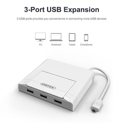 Hub USB 2.0 3 Ports + LAN + OTG Dock Unitek (Y - 2175) - HÀNG CHÍNH HÃNG