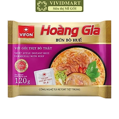 VIFON - Bún Hoàng Gia hương vị Bún Bò Huế (có thịt thật) (120g/gói) - Bún Bò Huế ăn liền, Bún Bò Huế Hoàng Gia