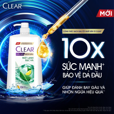 Dầu gội đầu Clear Mát Lạnh Bạc Hà sạch gàu ngứa và vi khuẩn suốt 48 Giờ 1.4kg
