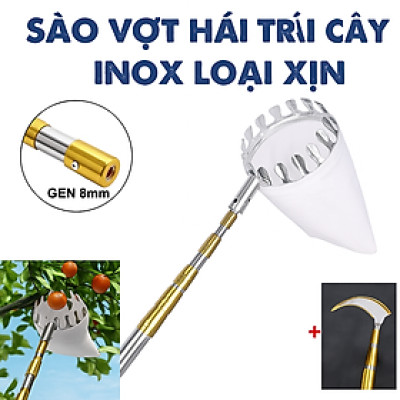 Sào Vợt Inox Hái Trái Cây Trên Cao – 6M Rút Dài, Độ Bền Cao Kèm 4 Phụ Kiện Loại 1