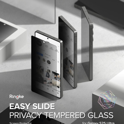 Bộ 2 Miếng Dán cường lực chống nhìn trộm kèm khung dán RINGKE Easy Slide Privacy Tempered Glass dành cho Samsung Galaxy S25 Ultra_ Hàng Chính Hãng