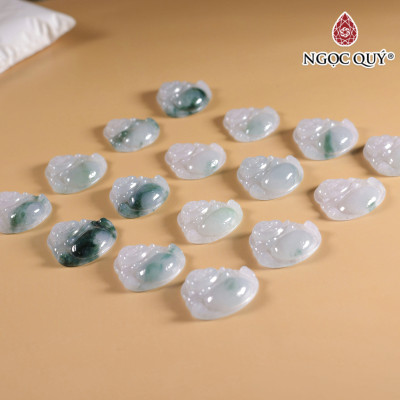 Mặt dây chuyền phật di lặc cẩm thạch hoa bay type A 21x21mm mệnh hỏa mộc - Ngọc Quý Gemstones