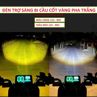 Đèn Trợ Sáng Motofish Xe Máy Ô Tô Chống Nước 12v-80v 45W: Thiết Kế Mới, Cốt Vàng, Pha Trắng