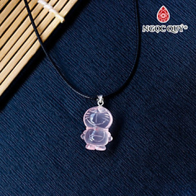 Mặt dây chuyền đoraemon pha lê hồng cao cấp - Ngọc Quý Gemstones