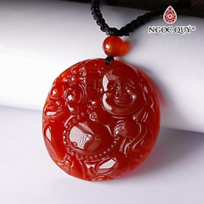 Mặt dây chuyền phật Di Lặc đá mã não đỏ 47x9mm mệnh hỏa, thổ - Ngọc Quý Gemstones