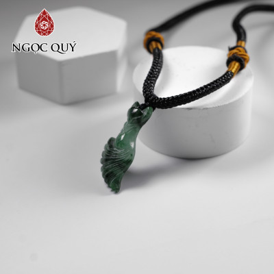 Mặt dây chuyền hồ ly đá cẩm thạch sơn thủy 12x28mm mệnh hỏa , mộc - Ngọc Quý Gemstones